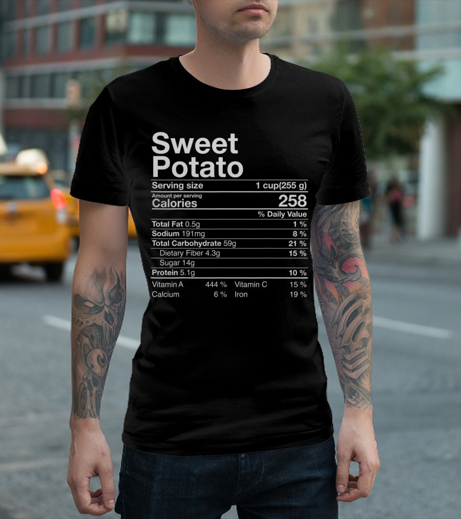 Sweet Potato Nutrition Facts Label Calories Serving Size Dietary Fiber Vitamin A T-Shirt