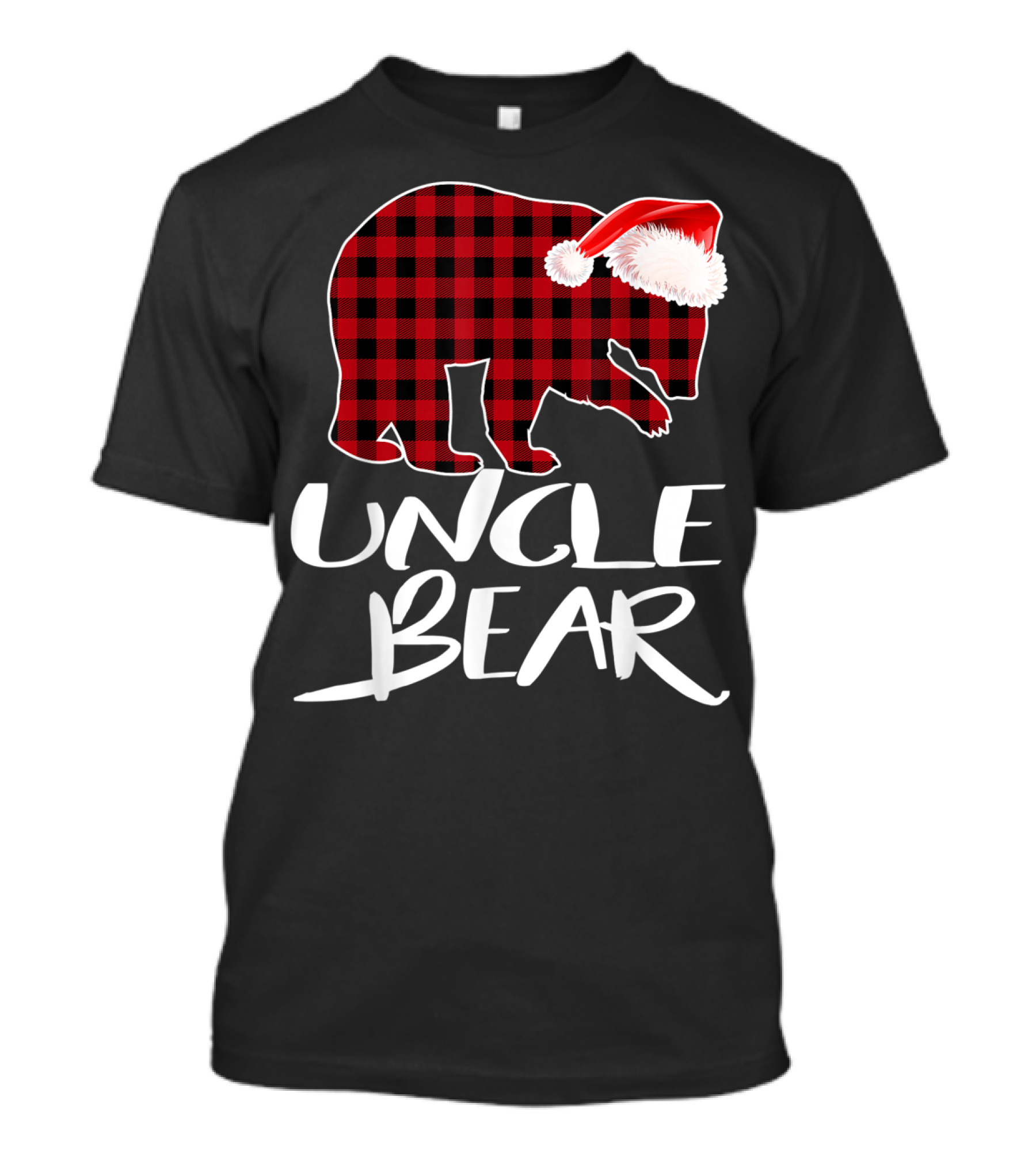 UNCLЕ BЕAR Rеd Plaid Santa Hat T-Shirt