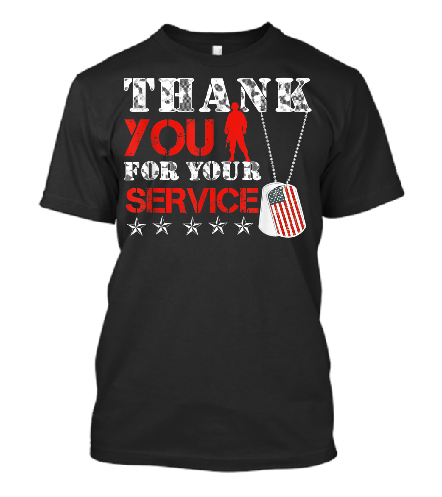 Thank You For Your Service Dog Tags Stars Patriot Soldier T-Shirt