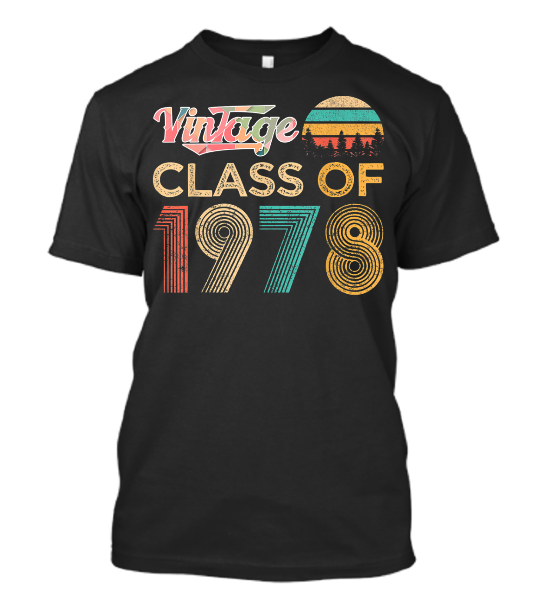 Vintage Class Of 1978 Retro Sunset Forest T-Shirt
