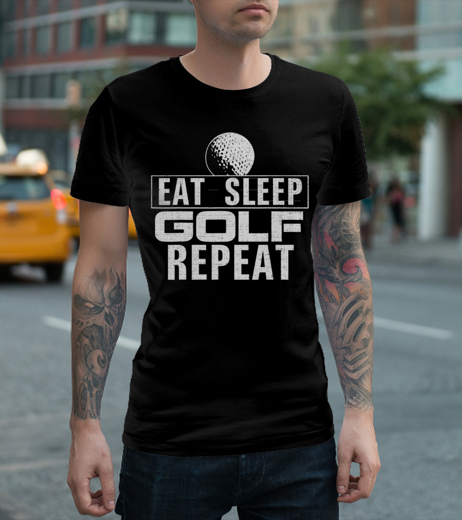 Eat Sleep Golf Repeat Vintage Style Golf Ball T-Shirt