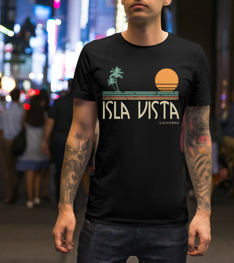 Isla Vista California Retro Sunset Palm Trees T-Shirt