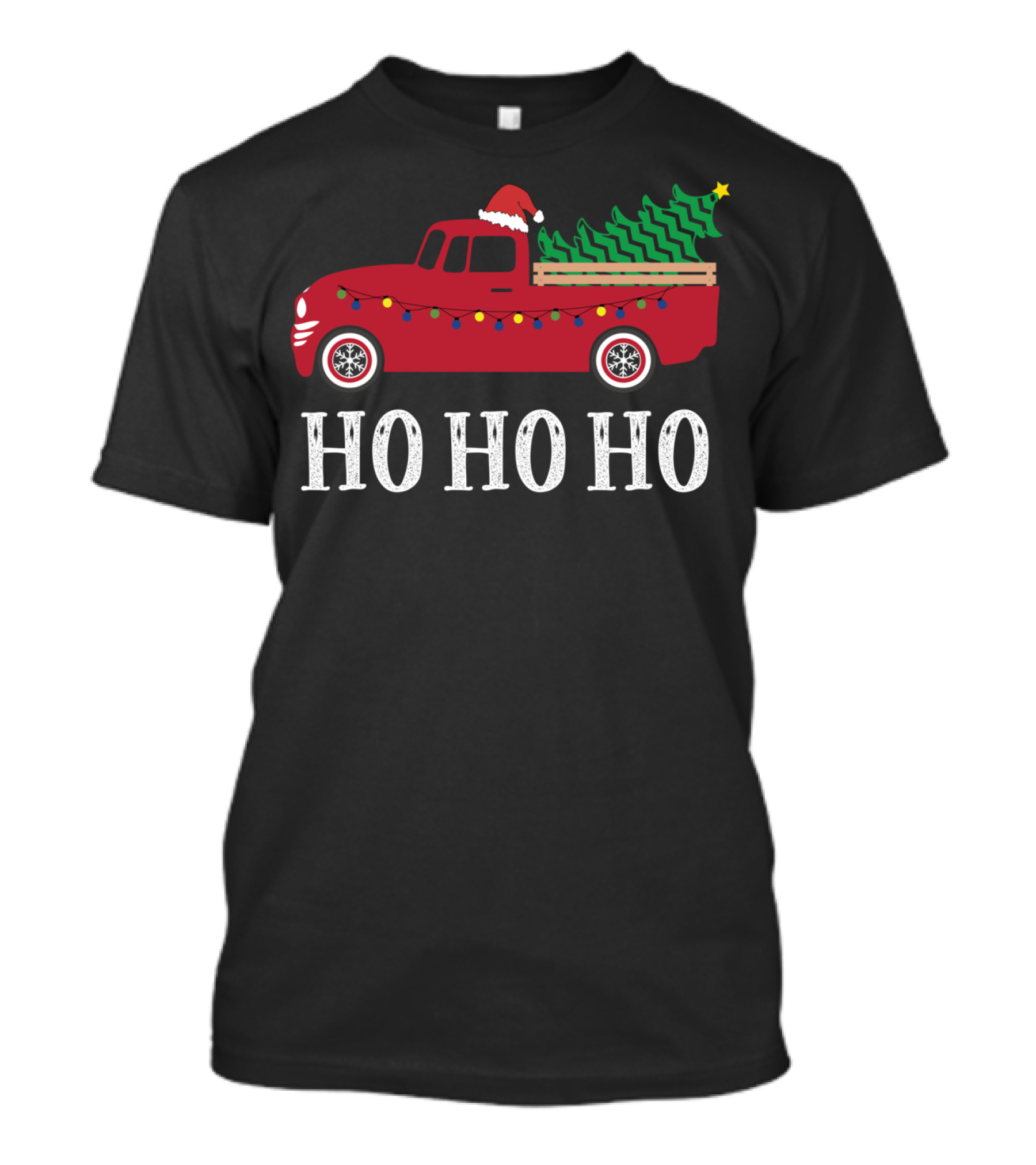 Ho Ho Ho Vintage Red Truck With Santa Hat And Christmas Tree T-Shirt