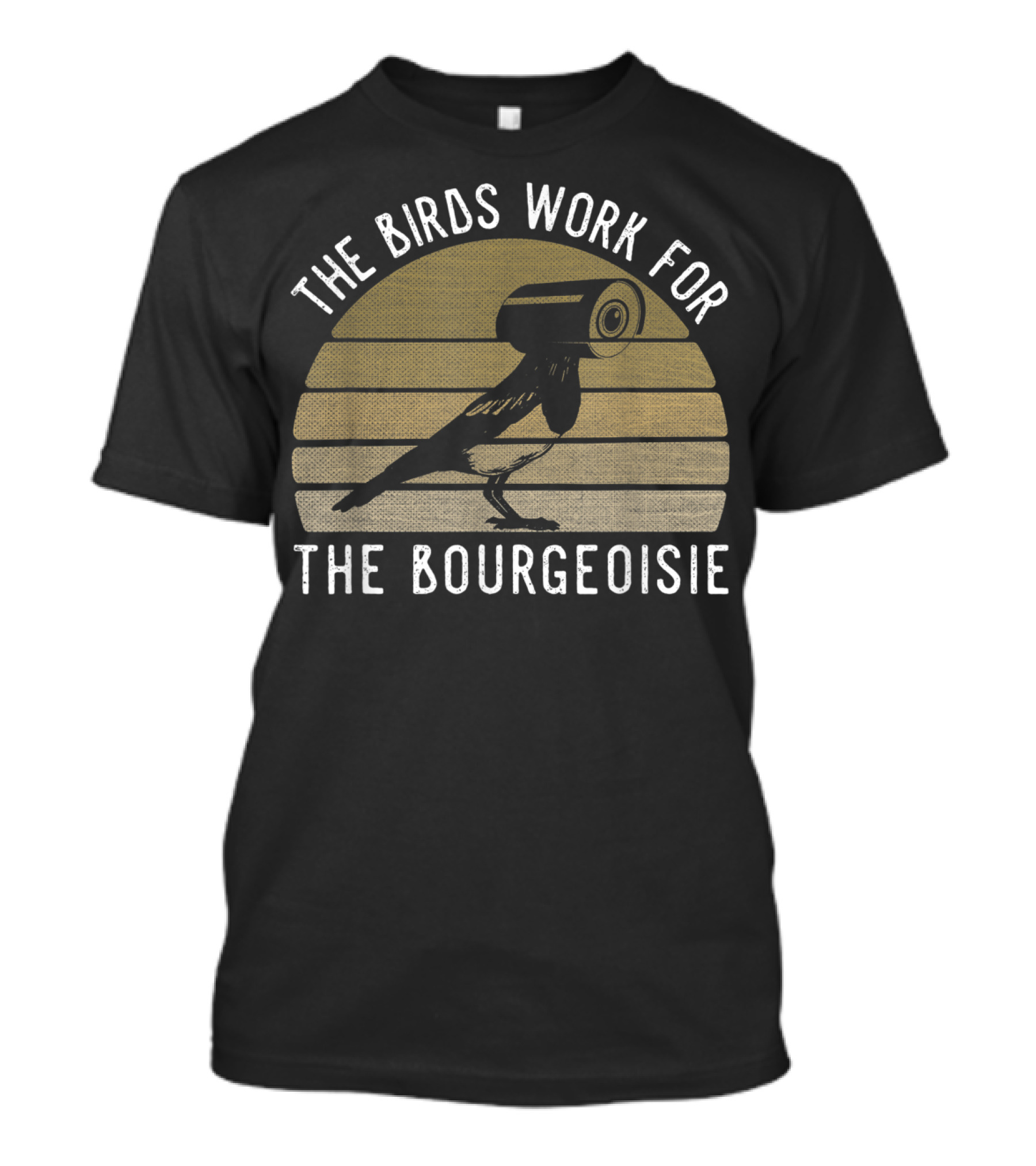 Vintage The Birds Work For The Bourgeoisie Surveillance Camera Bird Retro Sunburst T-Shirt