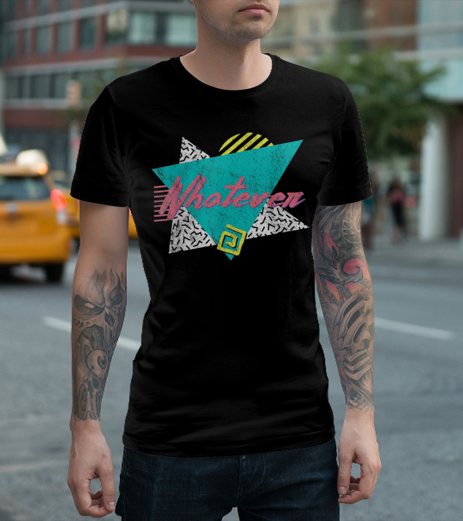 Whatever 80's 90's Vintage Party Retro Geometric T-Shirt