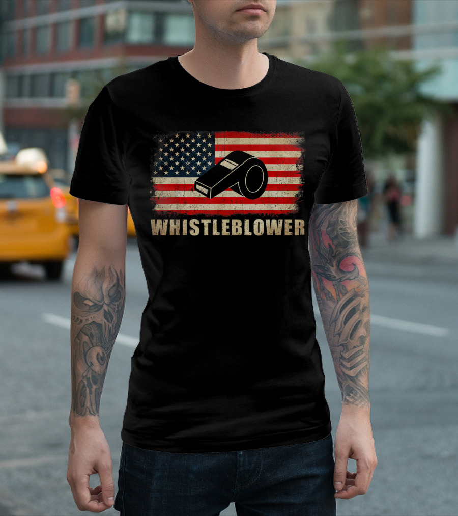 Whistleblower American Flag Whistle T-Shirt