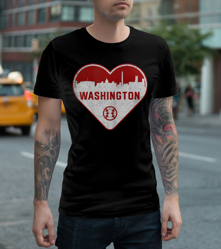 Washington Baseball Heart Skyline T-Shirt