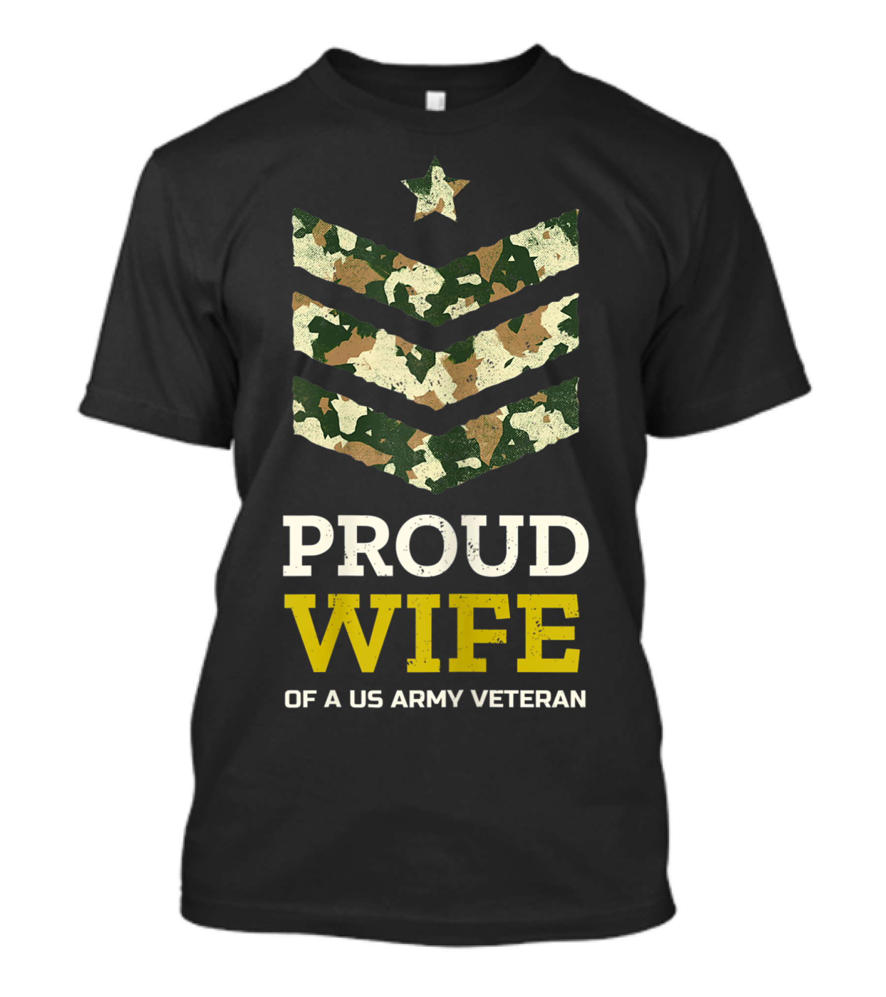 Proud Wife Of A US Army Veteran Camo Star And Chevrons T-Shirt