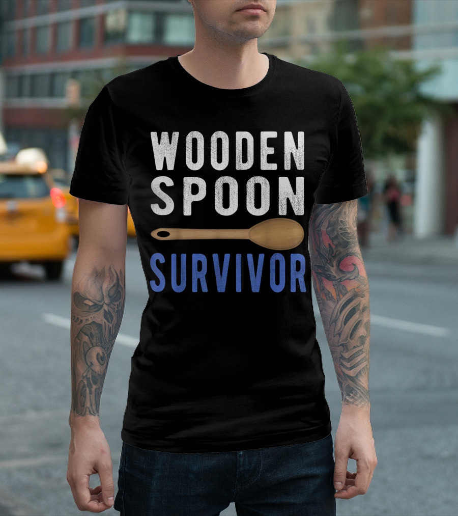 Wooden Spoon Survivor Bold Text With Wooden Spoon T-Shirt