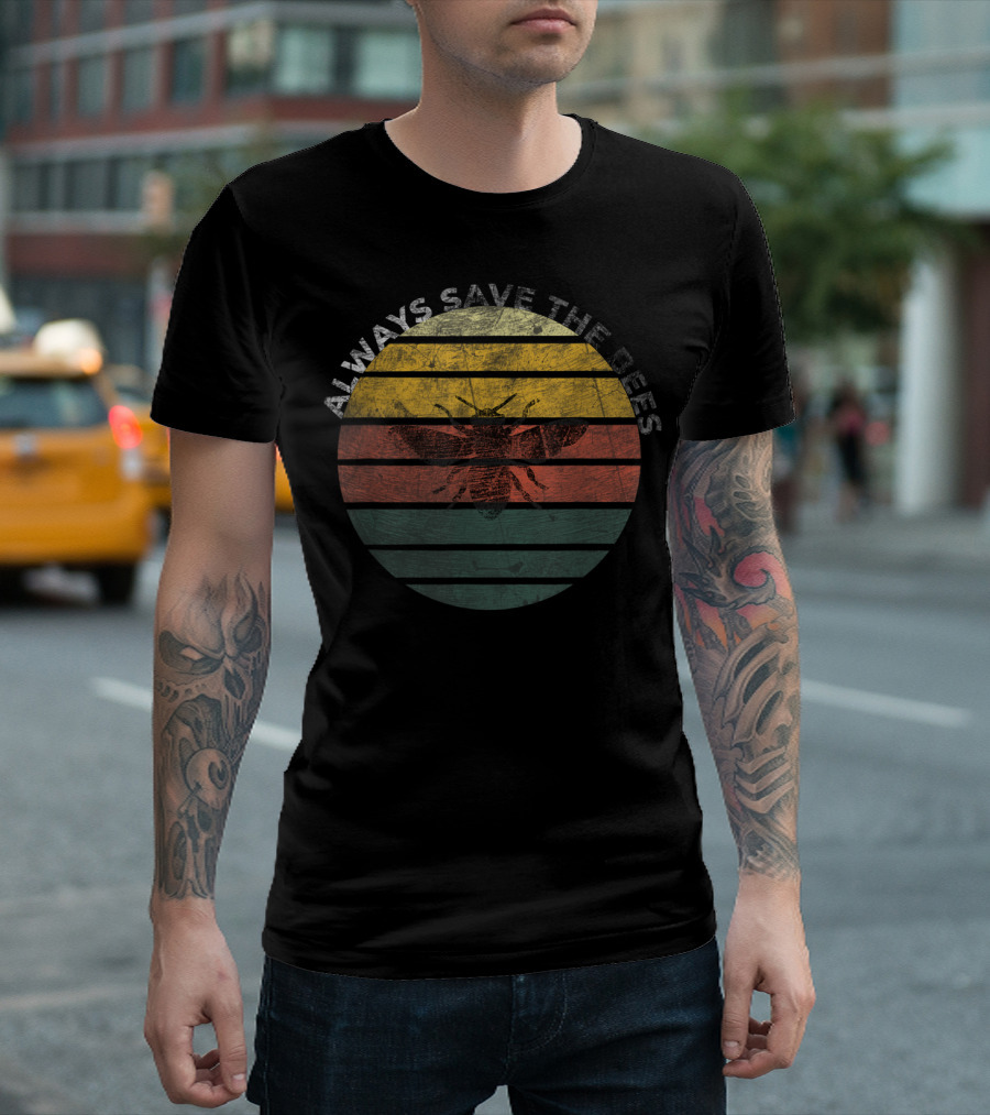 Always Save The Bees Vintage Sunburst Stripes T-Shirt