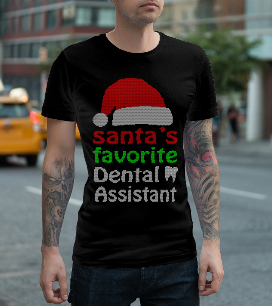 Santa's Favorite Dental Assistant Christmas Santa Hat T-Shirt