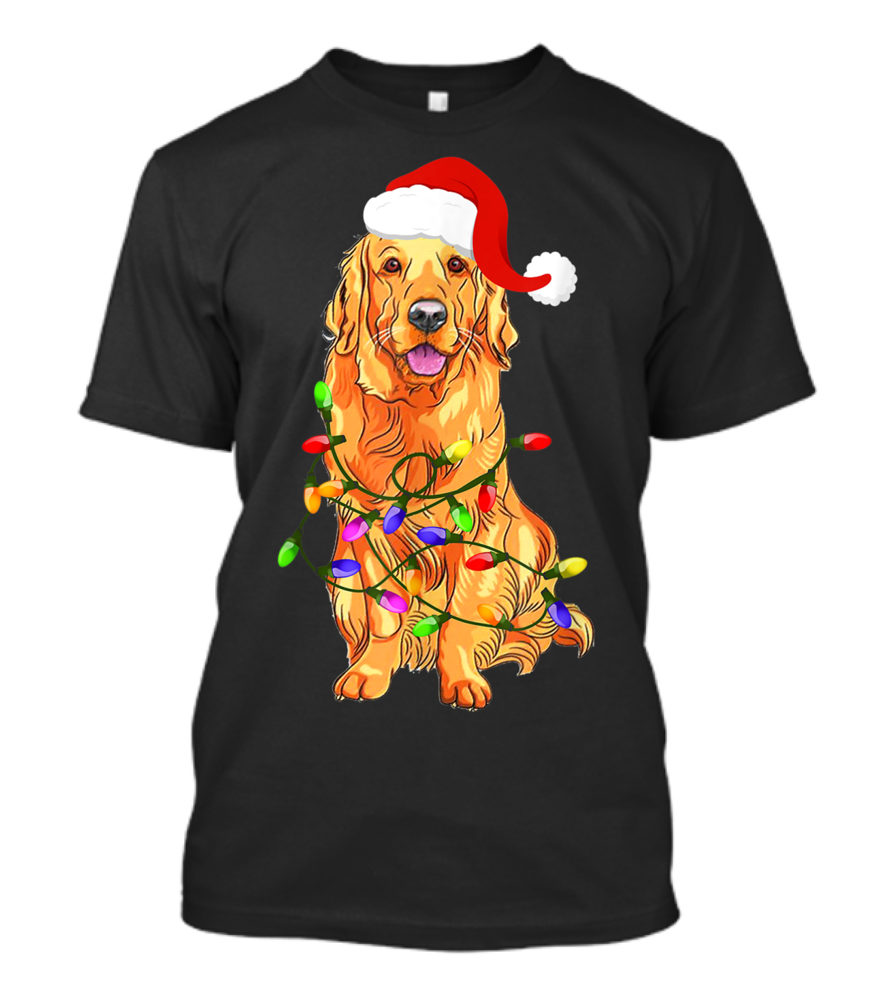 Golden Retriever Santa Christmas Lights T-Shirt