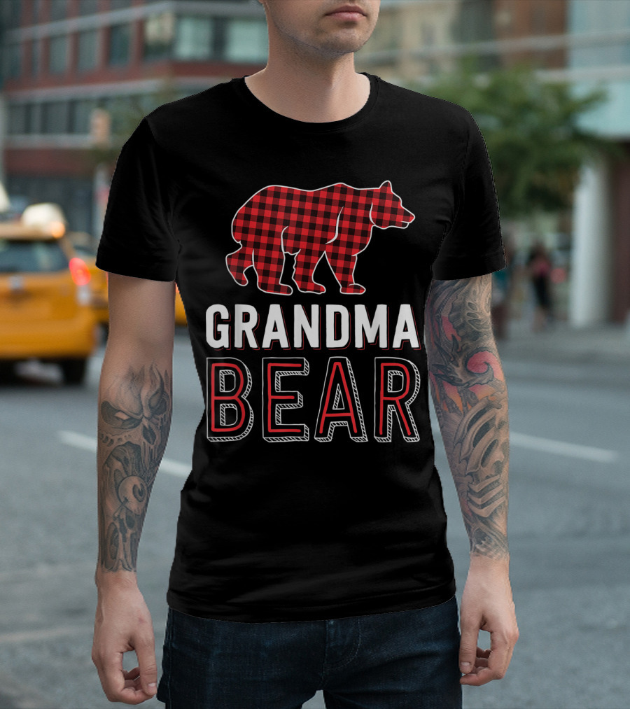 Grandma Bear Red Buffalo Plaid T-Shirt