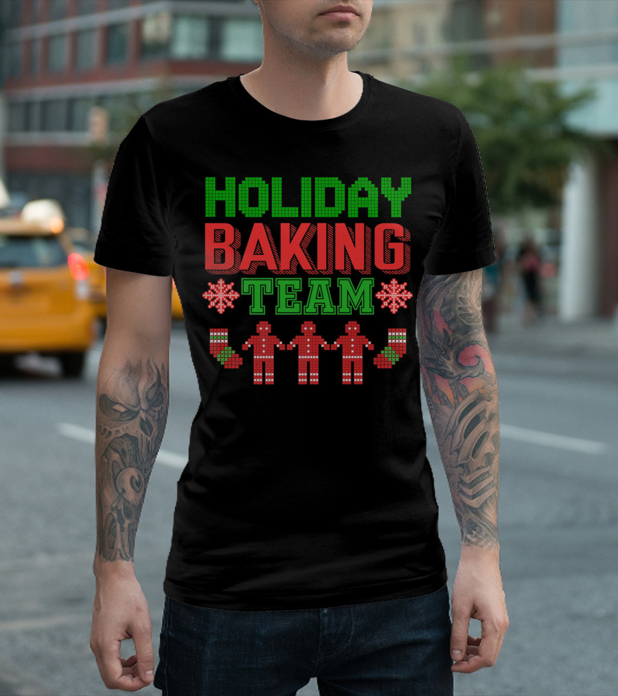 Holiday Baking Team Christmas Family Cooking Gingerbread Snowflake Stocking T-Shirt