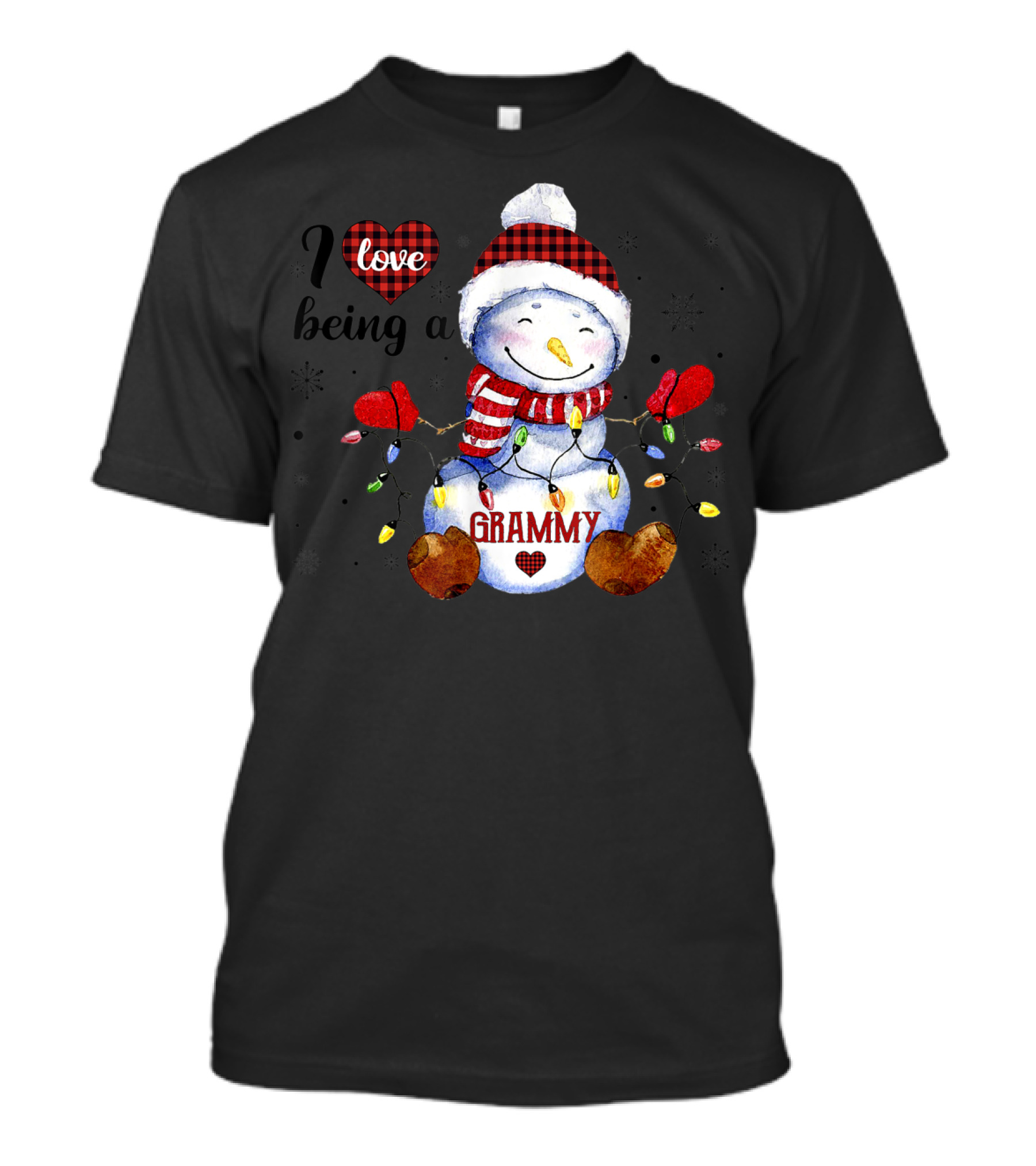 I Love Being A Grammy Snowman With Christmas Lights And Hearts T-Shirt