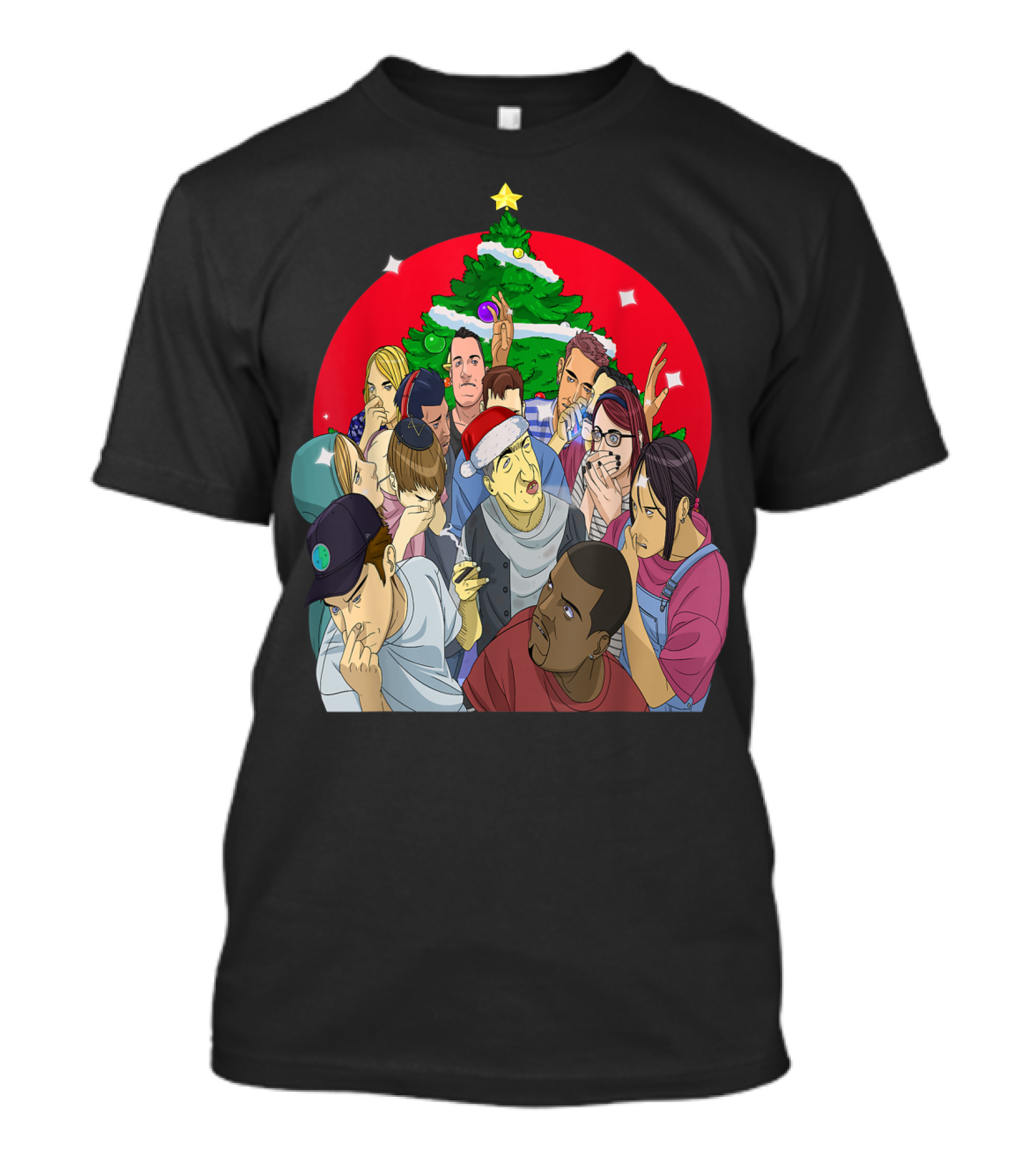 I Love Vaping Santa Claus Funny Vape Christmas Group Comic T-Shirt