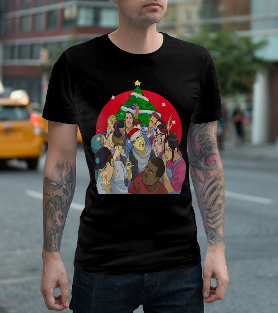 I Love Vaping Santa Claus Funny Vape Christmas Group Comic T-Shirt