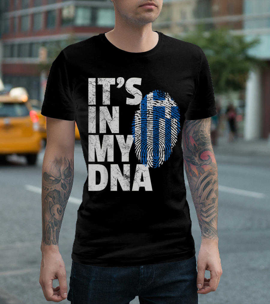 It's In My DNA Greece Greek Flag Fingerprint T-Shirt