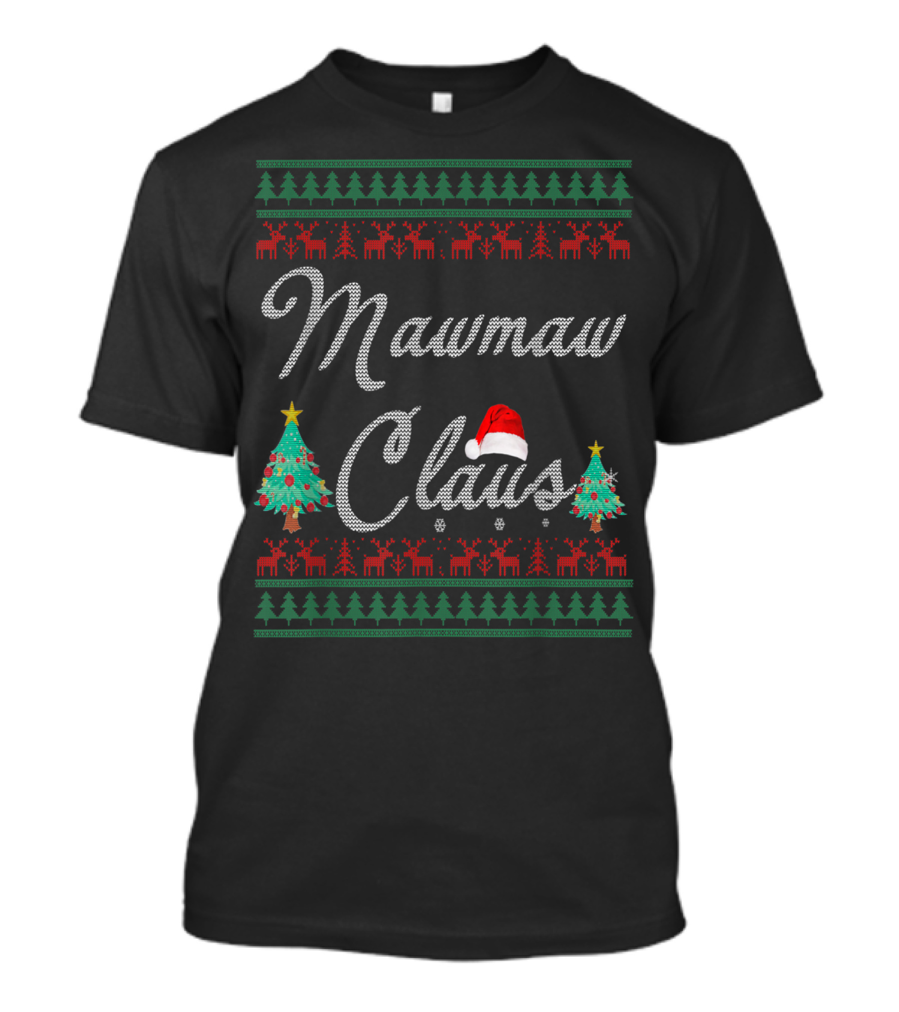 Mawmaw Claus Christmas Tree And Reindeer Holiday T-Shirt