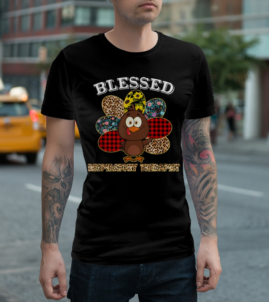 Blessed Leopard Turkey Respiratory Therapist Thanksgiving T-Shirt