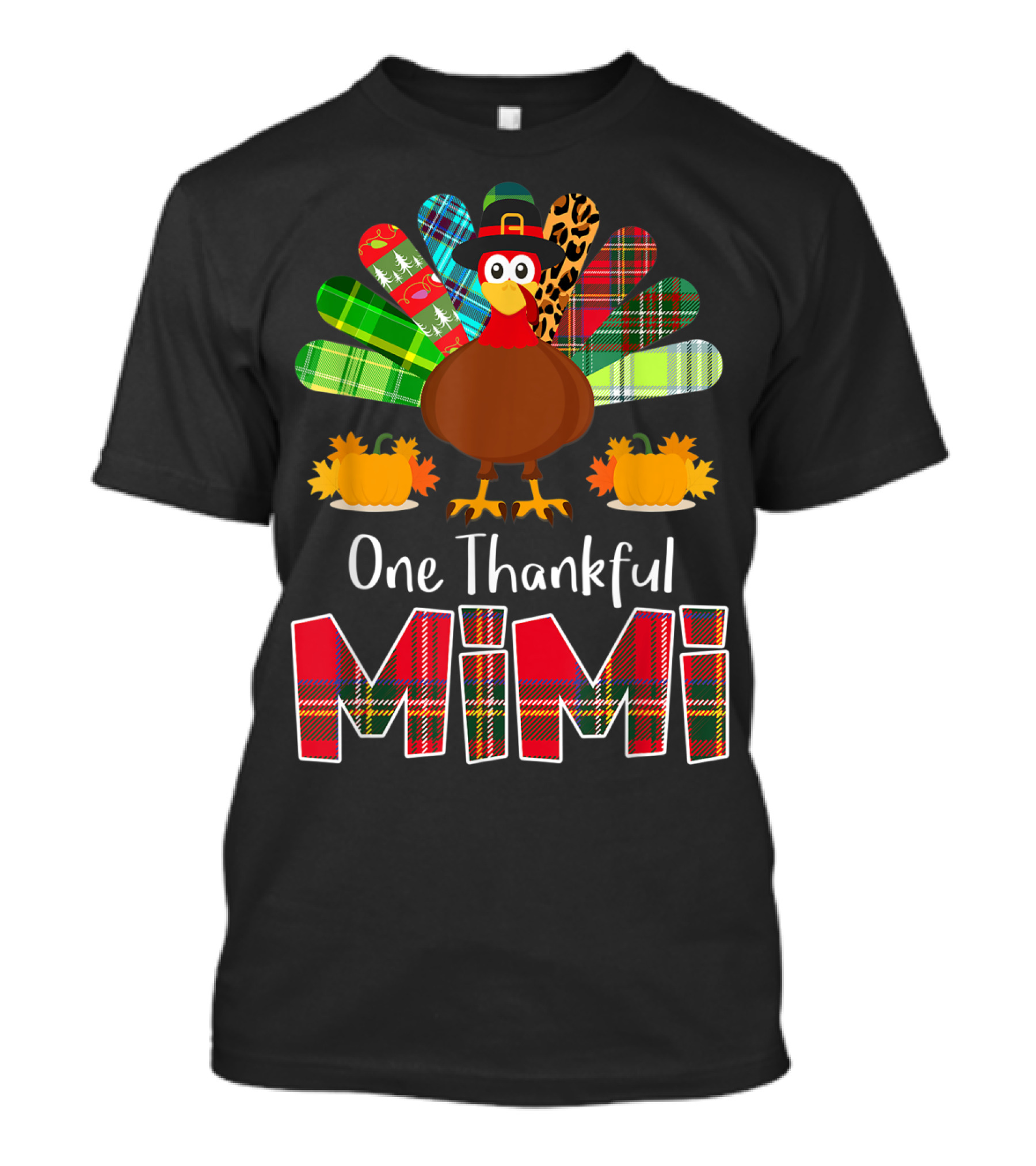 One Thankful Mimi Plaid Turkey Thanksgiving T-Shirt
