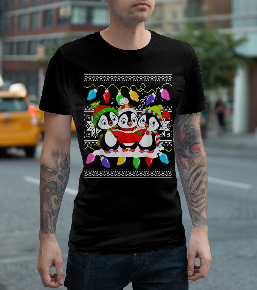 Merry Penguin Christmas Animal Festive Lights T-Shirt