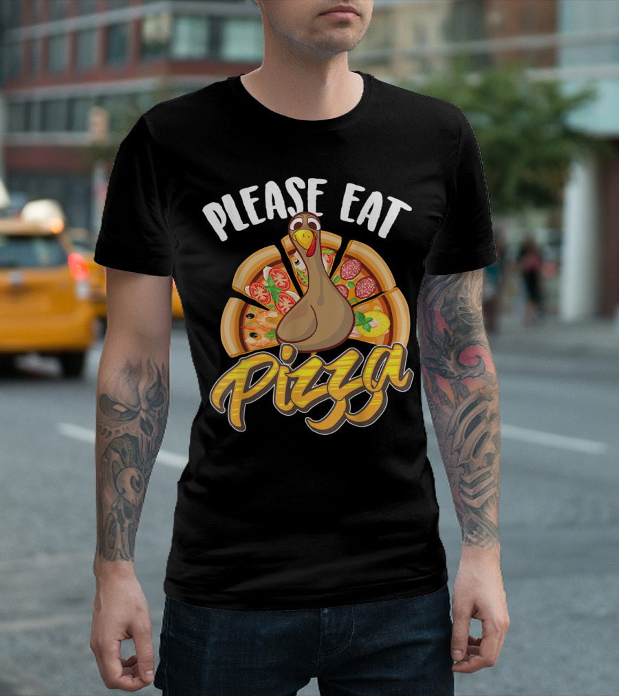 Please Eat Pizza Cute Pizza Thanksgiving T-Shirt