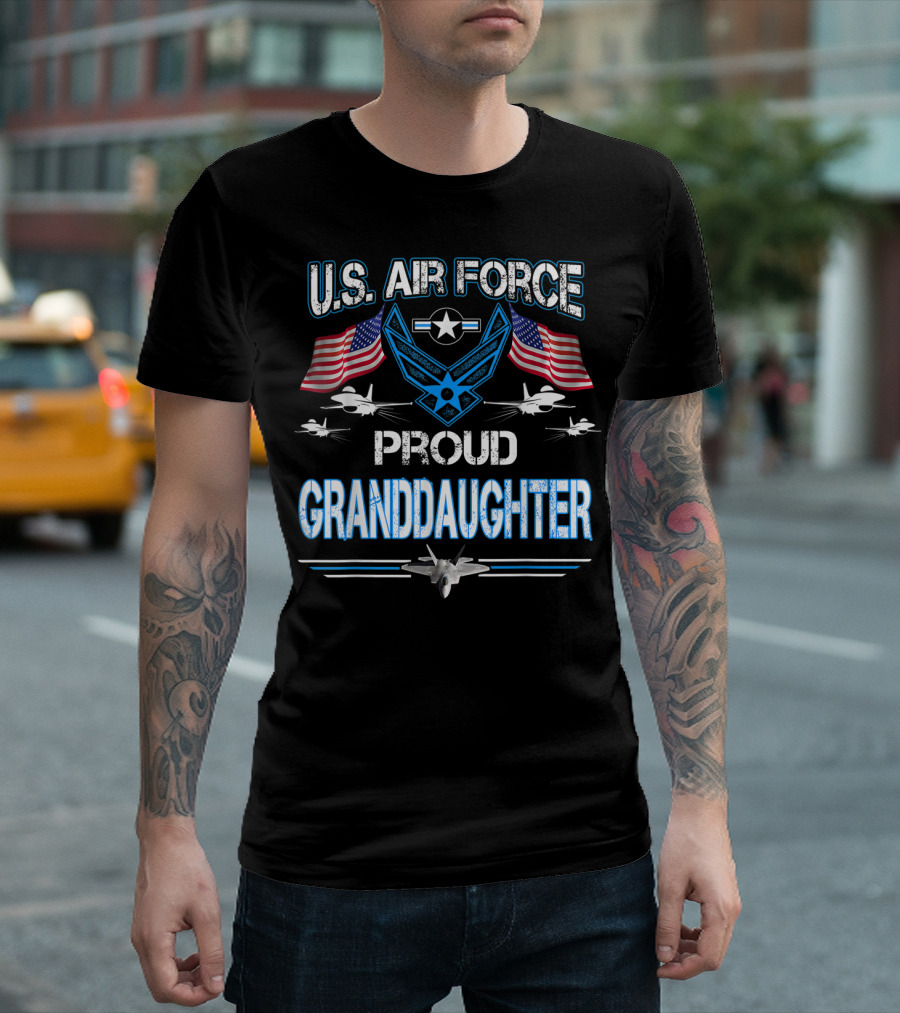 U.S. Air Force Proud Granddaughter Jets Flags Emblem T-Shirt
