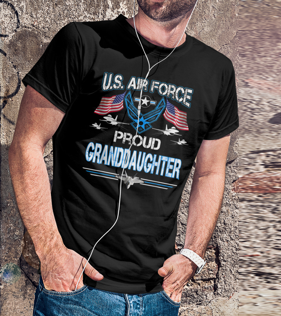 U.S. Air Force Proud Granddaughter Jets Flags Emblem T-Shirt