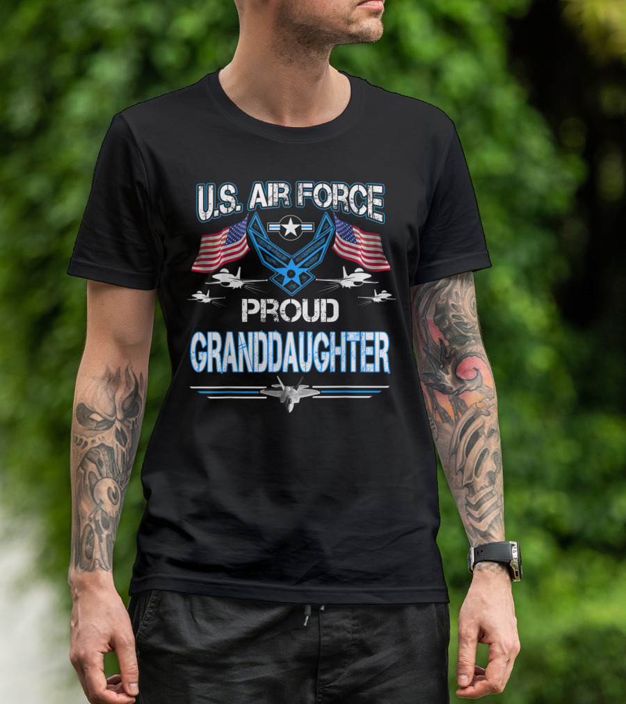U.S. Air Force Proud Granddaughter Jets Flags Emblem T-Shirt