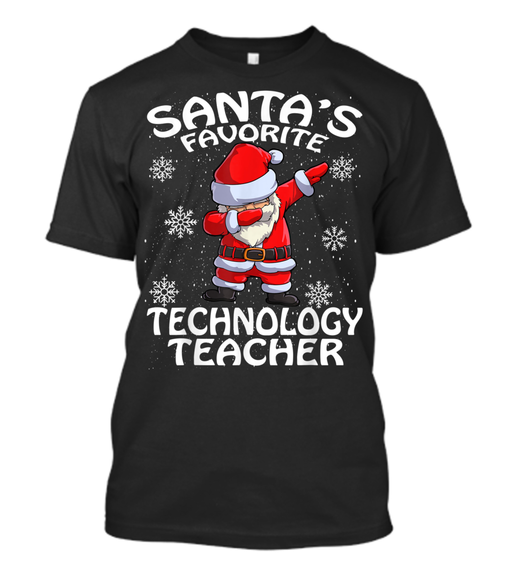 Santa's Favorite Technology Teacher Dabbing With Snowflakes T-Shirt