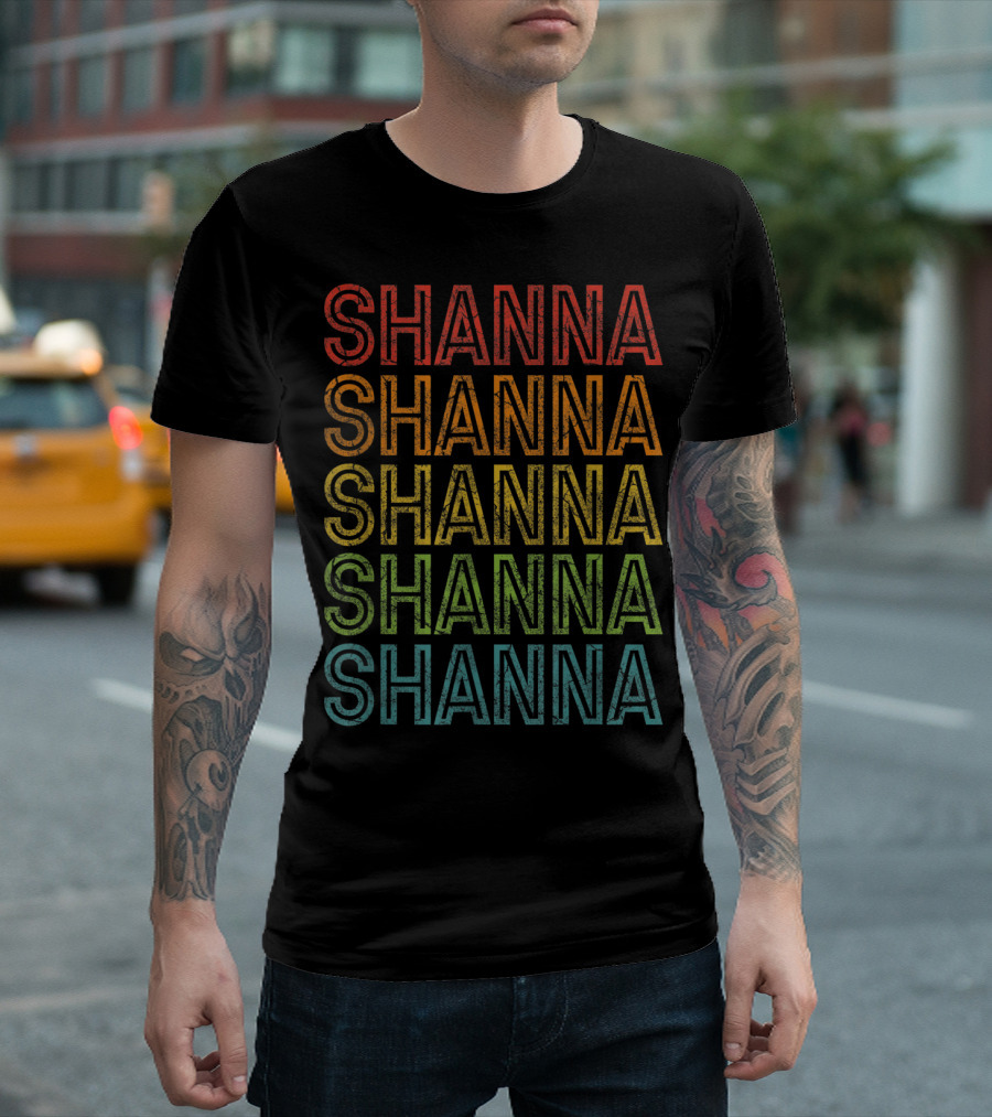 Shanna Grunge Vintage Multicolor Repeated Text T-Shirt