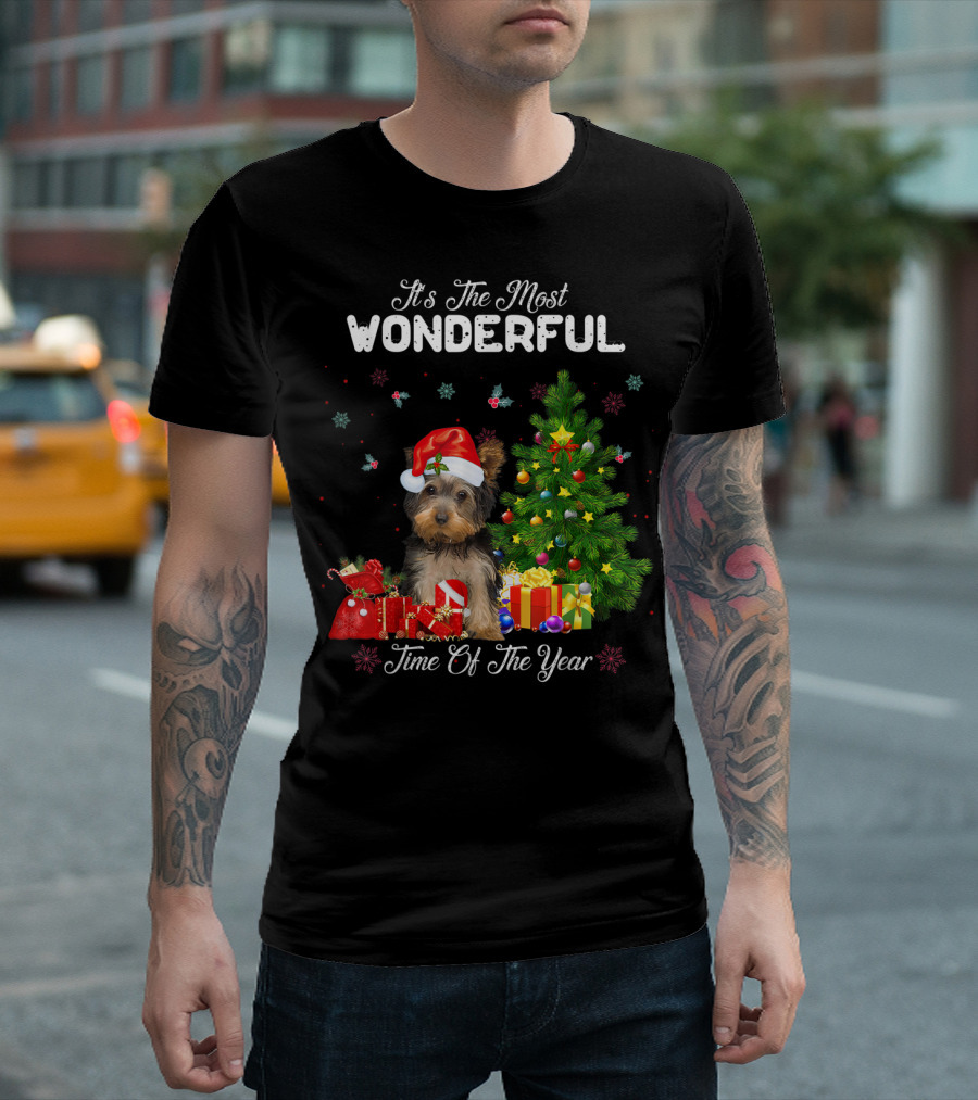 It's The Most Wonderful Time Of The Year Morkie Christmas Tree and Presents T-Shirt