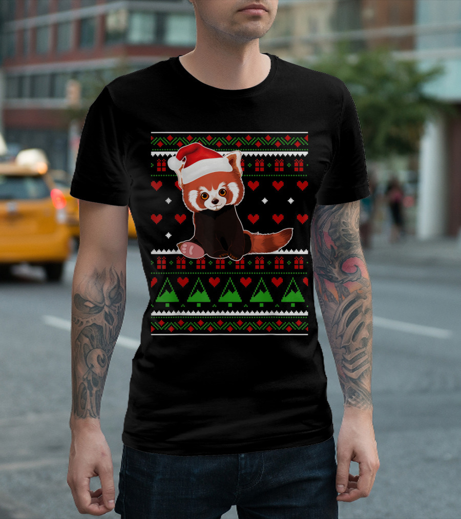 This Is My Christmas Funny Red Panda Santa Hat Ugly T-Shirt