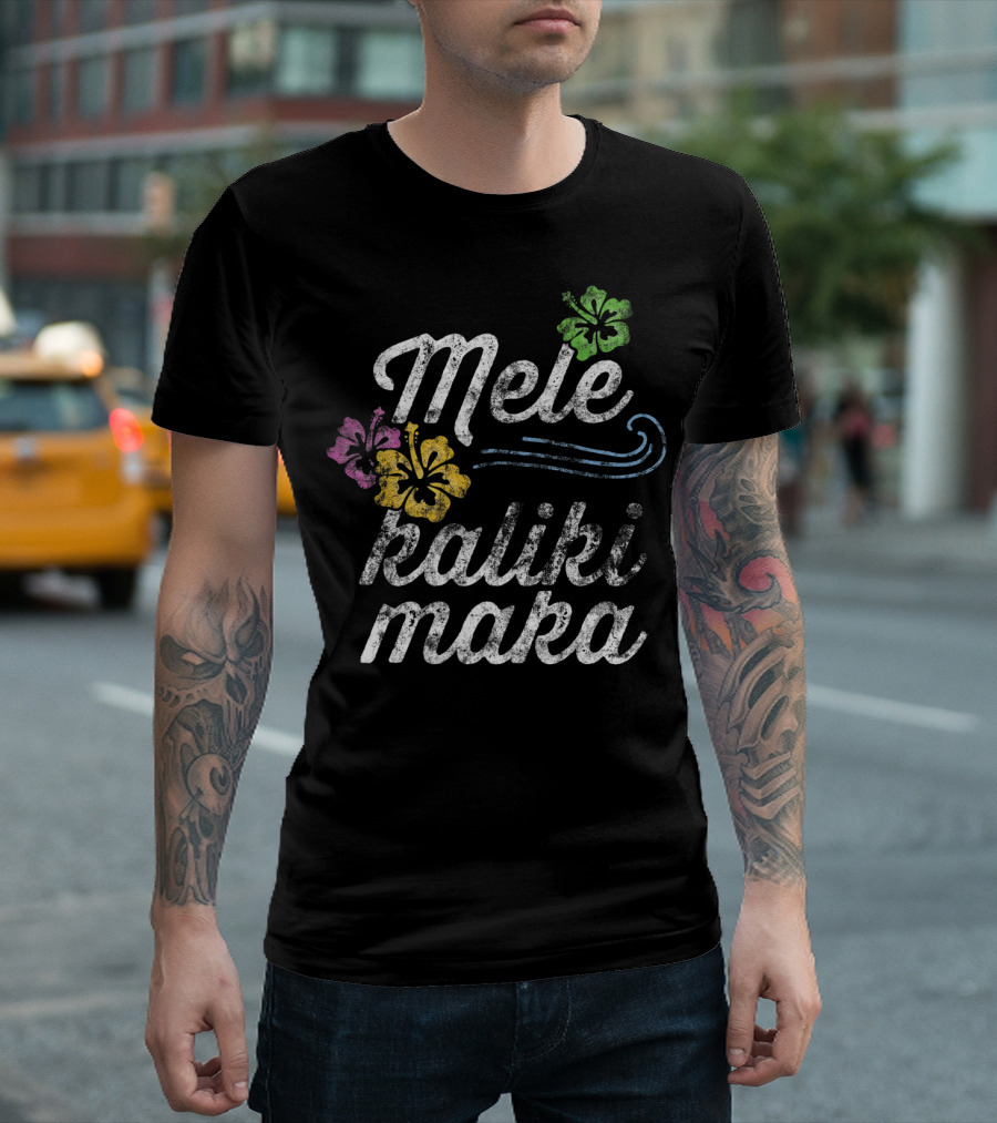 Mele Kalikimaka Vintage Hawaiian Hibiscus Tropical Holiday T-Shirt