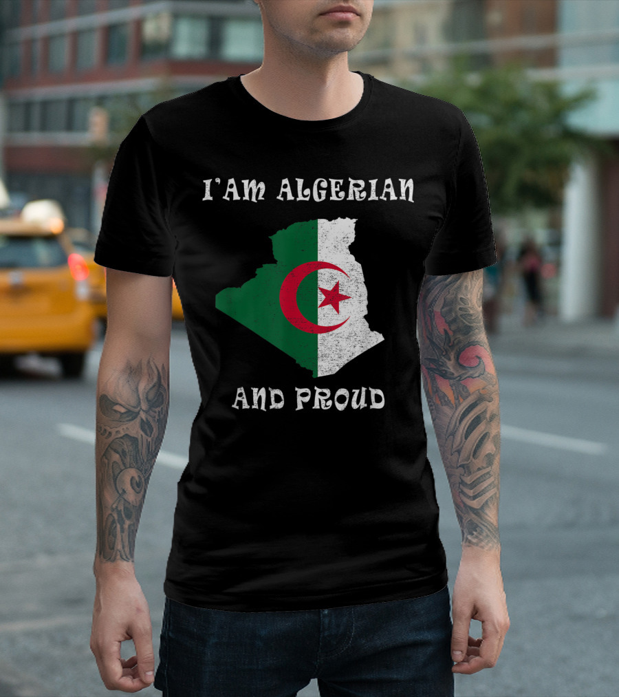 I Am Algerian Proud Algeria Flag Map T-Shirt