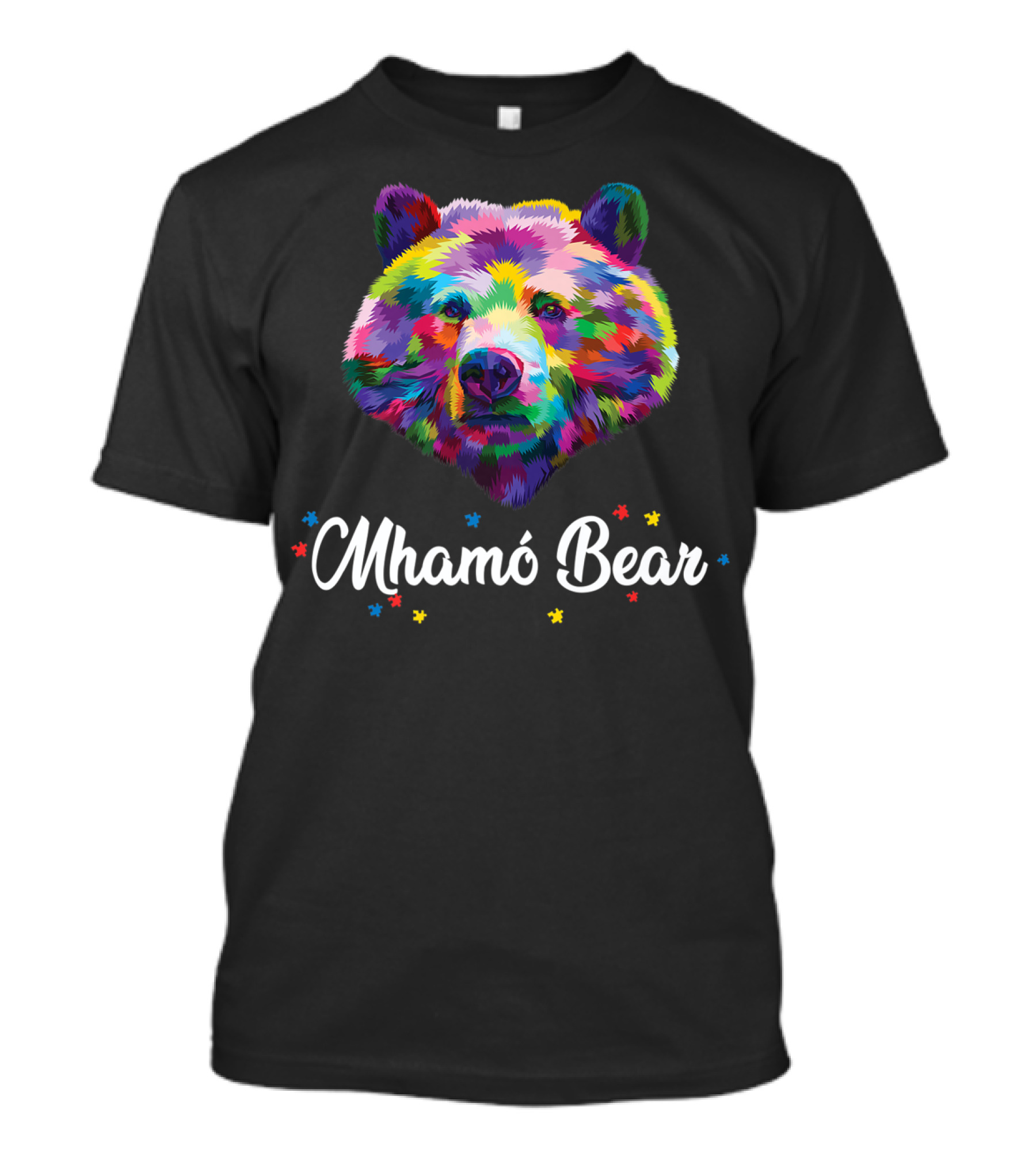 Mhamó Bear Autism Proud Colorful Bear T-Shirt