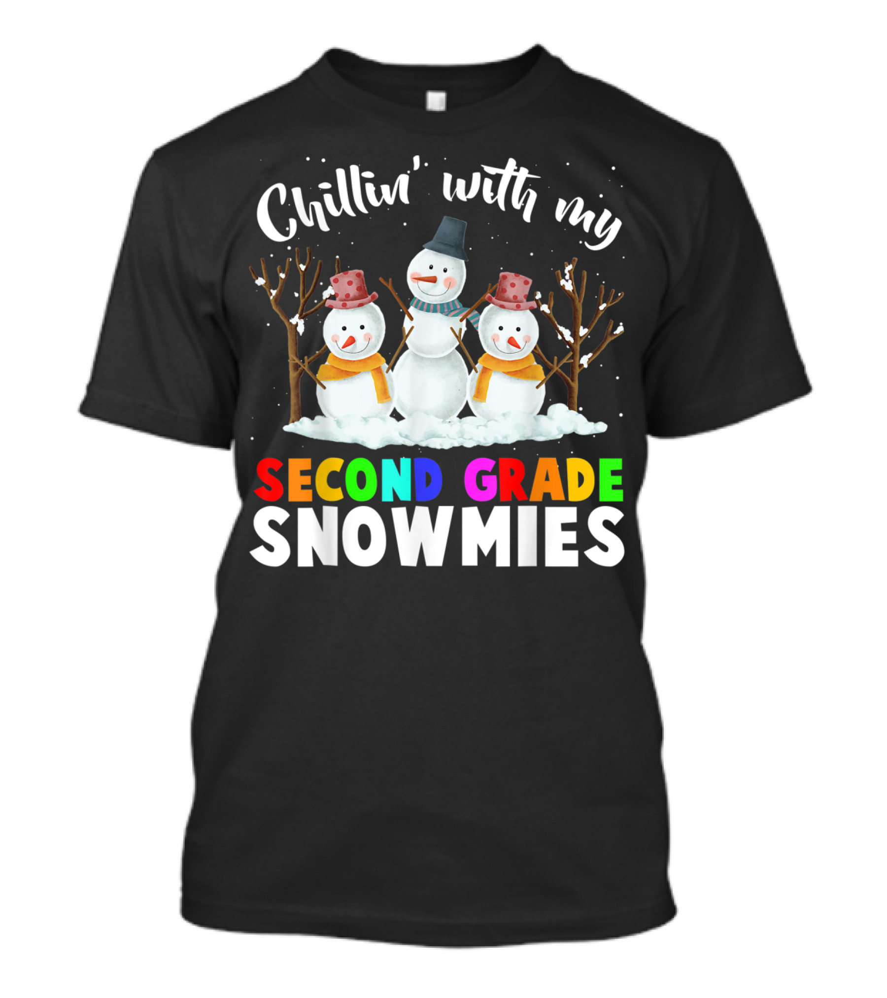 Chillin With My Snowmies Second Grade Winter Snowman Friends T-Shirt