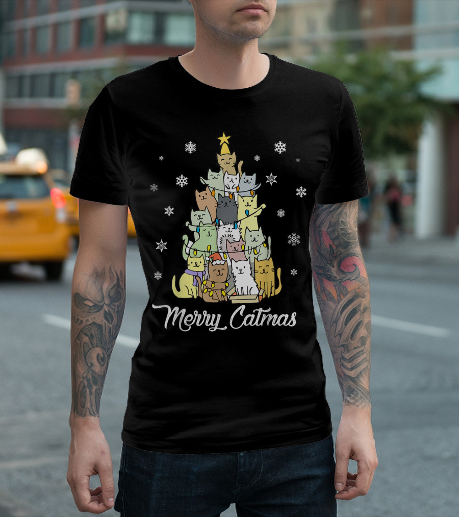 Merry Catmas Christmas Cat Tree T-Shirt