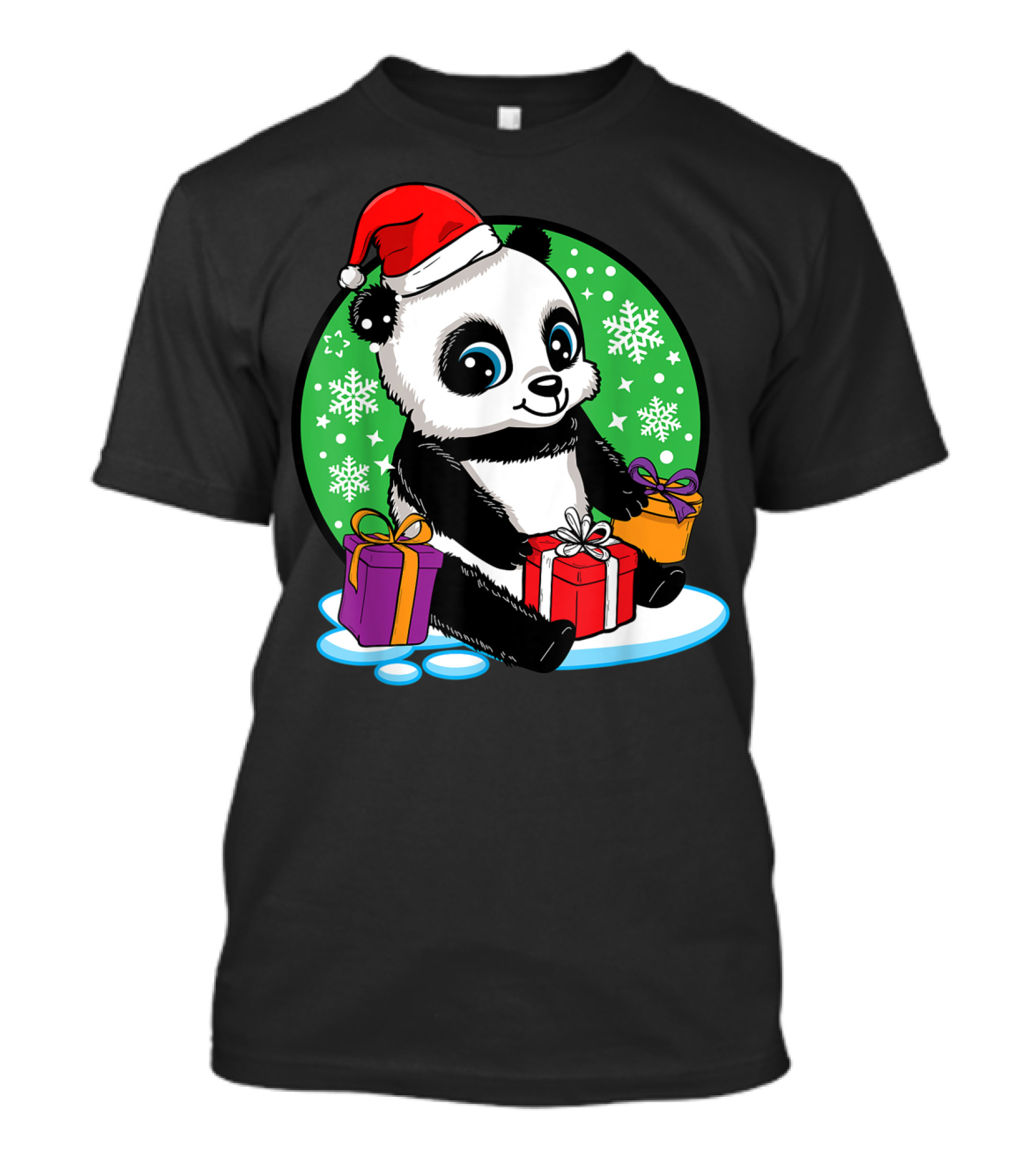 Christmas Panda With Gifts And Snowflakes For Animal Lovers Winter Vacation T-Shirt