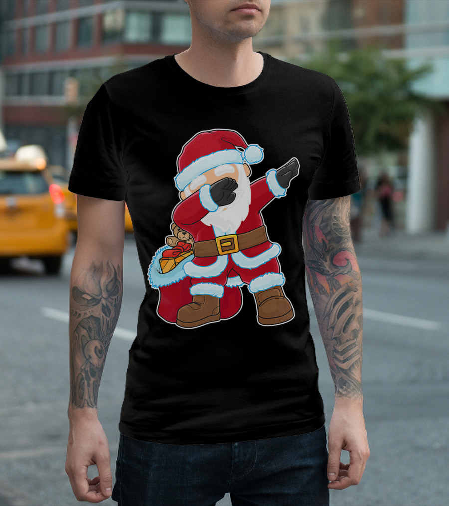 Funny Dabbing Santa Claus with Christmas Gifts T-Shirt