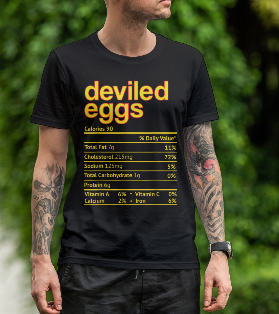 Deviled Eggs Calories Nutrition Facts Total Fat Cholesterol Sodium Protein Vitamins Calcium Iron T-Shirt