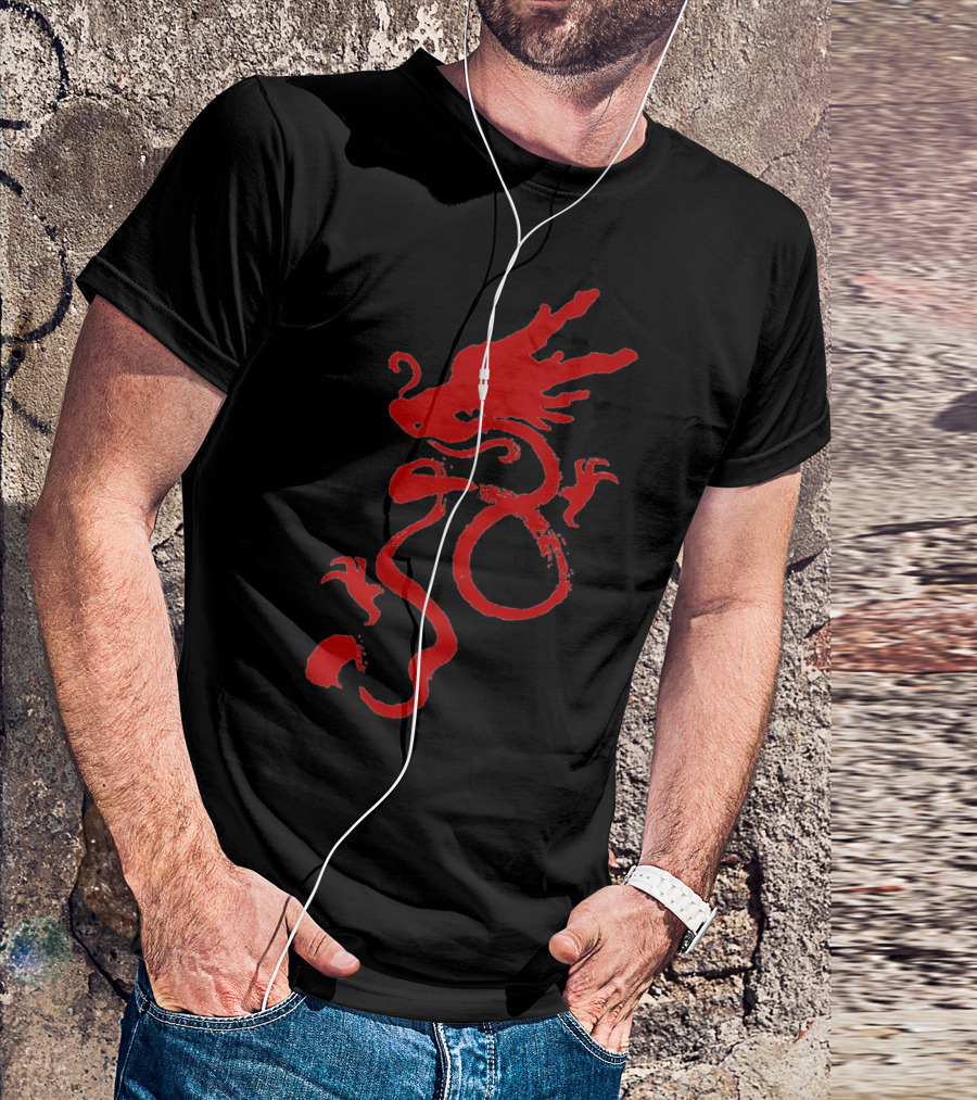Fearless Red Chinese Dragon Calligraphy T-Shirt