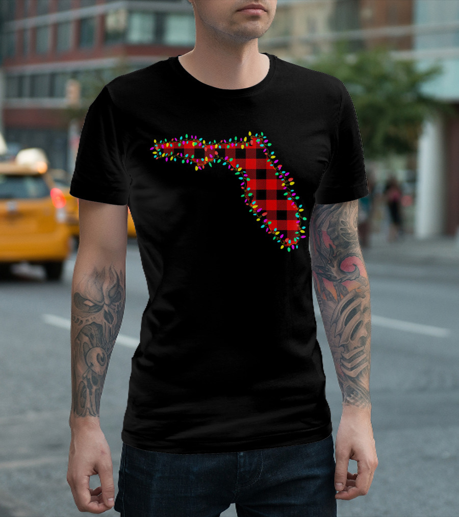 Florida State Red Plaid Family Christmas Lights T-Shirt