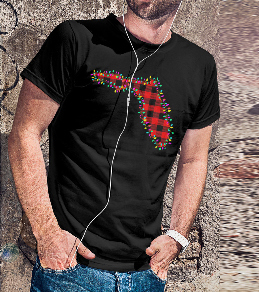 Florida State Red Plaid Family Christmas Lights T-Shirt