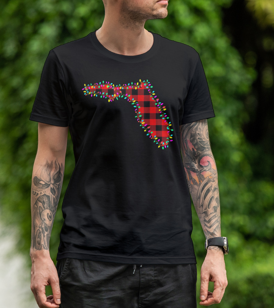 Florida State Red Plaid Family Christmas Lights T-Shirt