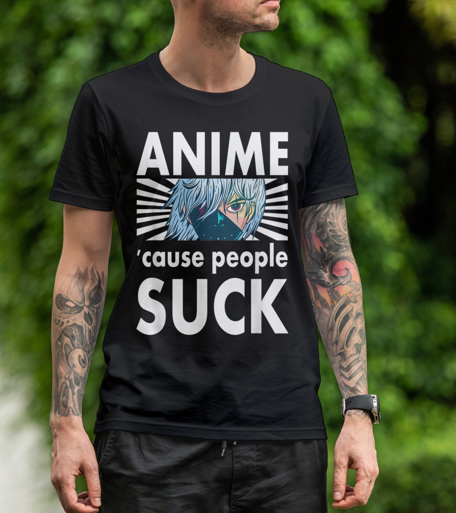 Anime 'Cause People Suck Funny Introvert Humor T-Shirt