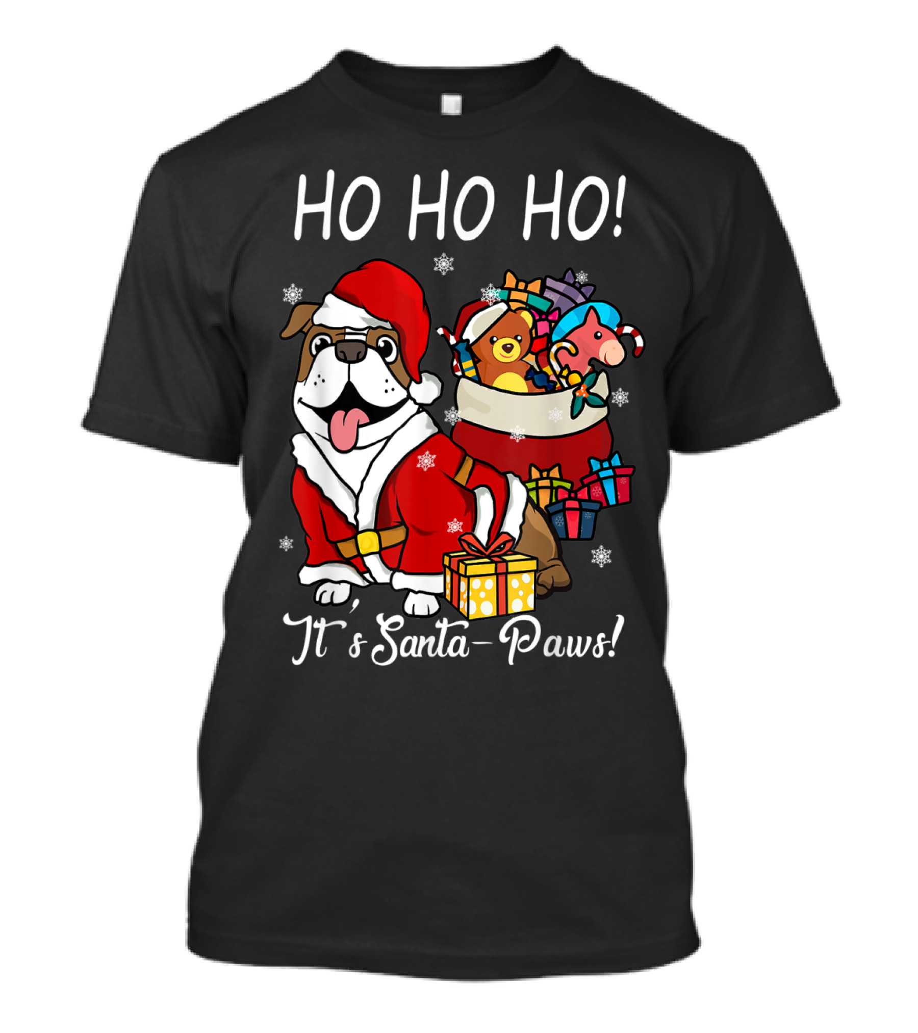 Ho Ho Ho It's Santa-Paws Bulldog Christmas T-Shirt