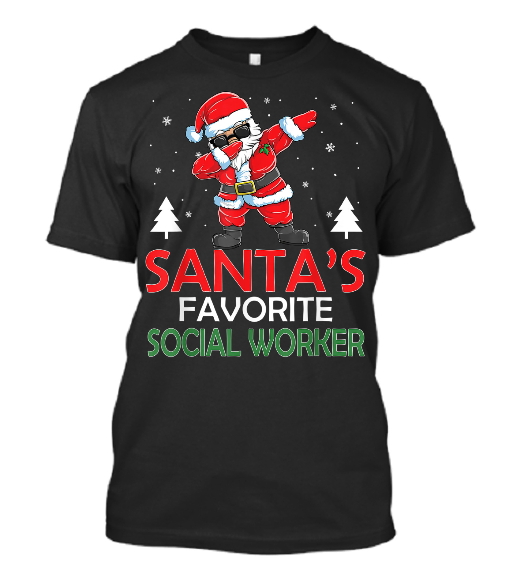 Santa's Favorite Social Worker Christmas Dab Snow T-Shirt