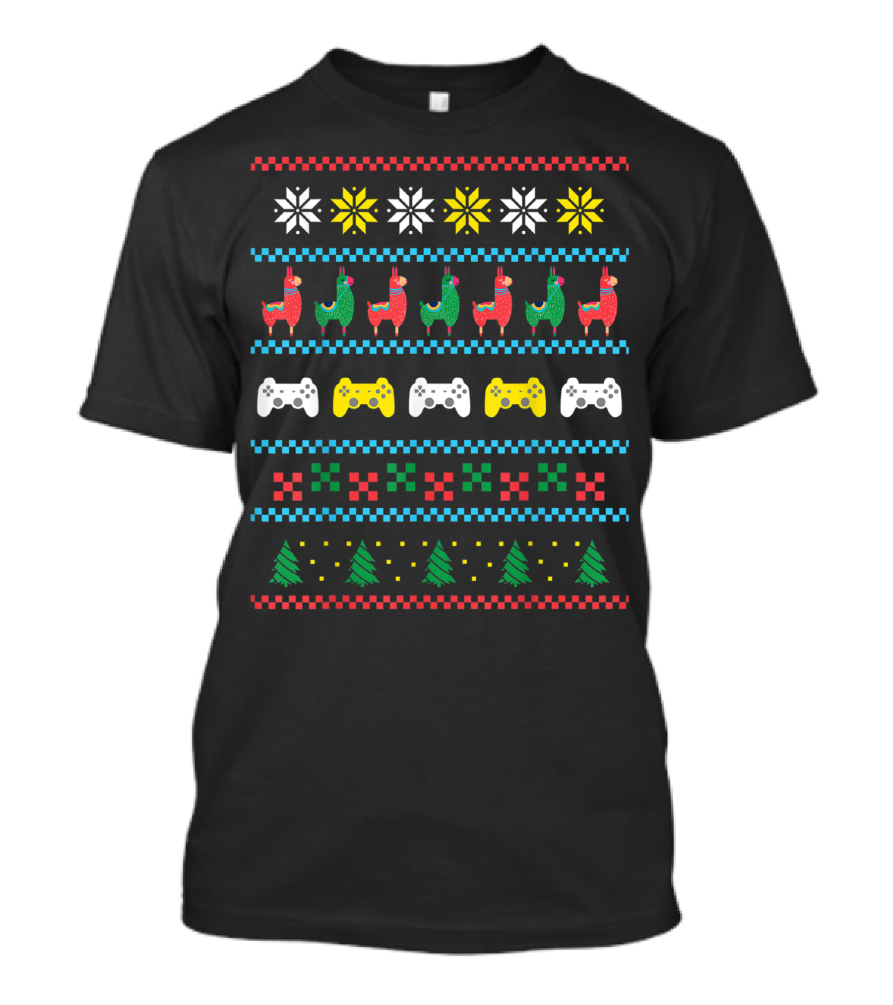 Ugly Merry Gamer Gaming Games Console Christmas Llama T-Shirt